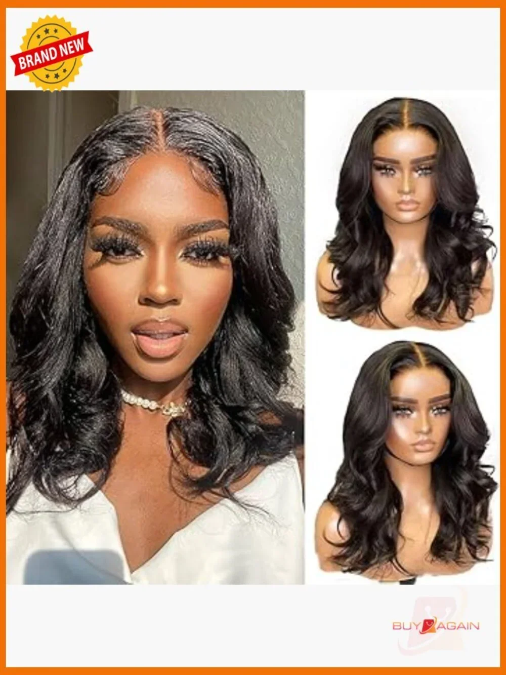 4x4 Lace Front Wig Body Wave Human Hair 16 Inch 150% Density Pre Plucked